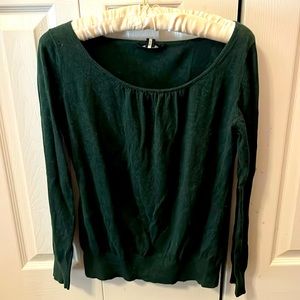 Vintage Y2K Banana Republic Dark Green Scoop Neck Long Sleeve Shirt - Size Small